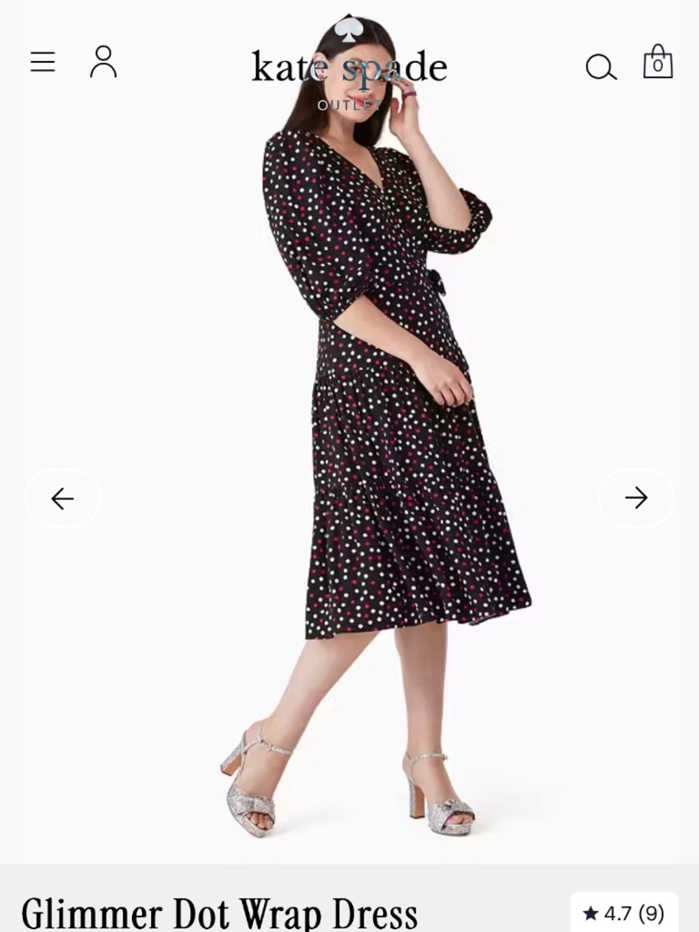 Kate spade glimmer dot wrap dress